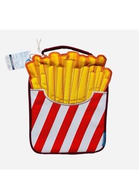 SMASH ~ Insulated Canvas Red and White Striped French Fry Lunch Bag